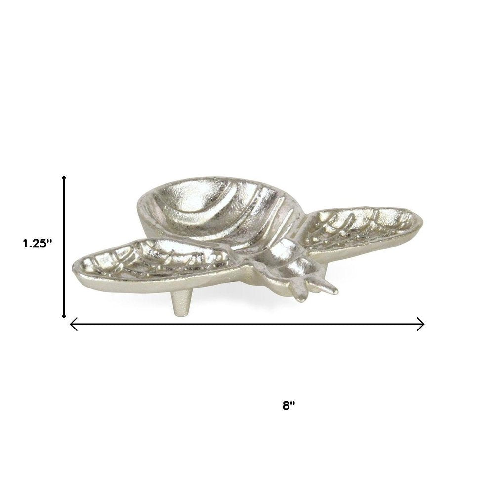 8" Silver Cast Iron Bumble Bee Trinket Tray HomeRoots