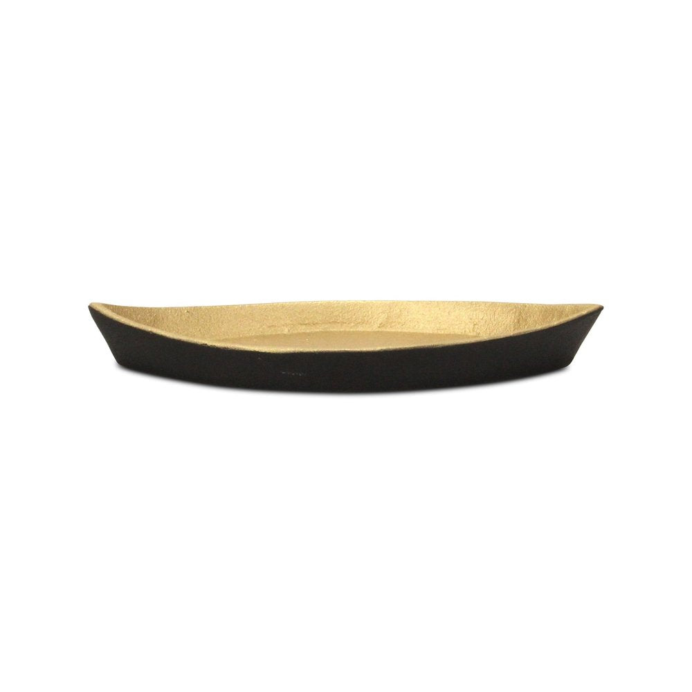 10" Black And Gold Cast Iron Oval Boat Shaped Tray HomeRoots