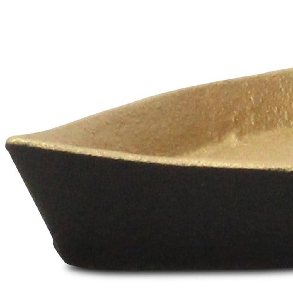 10" Black And Gold Cast Iron Oval Boat Shaped Tray HomeRoots