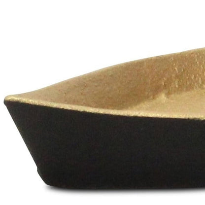 10" Black And Gold Cast Iron Oval Boat Shaped Tray HomeRoots