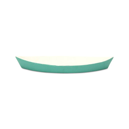 10" Aqua And White Cast Iron Oval Boat Shaped Tray HomeRoots