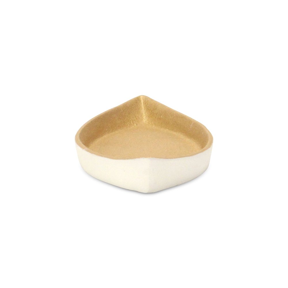 10" Gold And Off White Cast Iron Oval Boat Shaped Tray HomeRoots