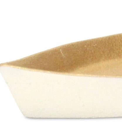 10" Gold And Off White Cast Iron Oval Boat Shaped Tray HomeRoots