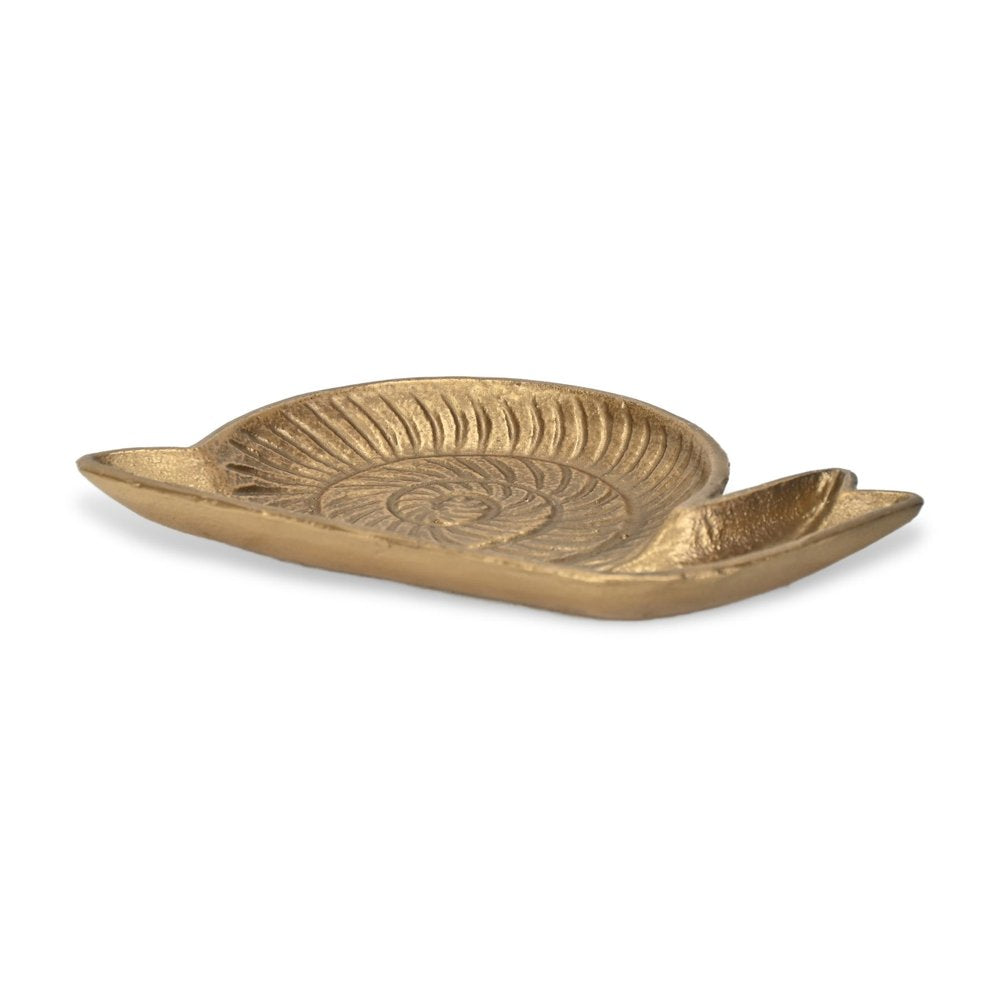 7" Antiqued Gold Cast Iron Snail Trinket Tray HomeRoots