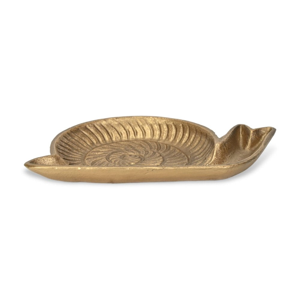 7" Antiqued Gold Cast Iron Snail Trinket Tray — view 4