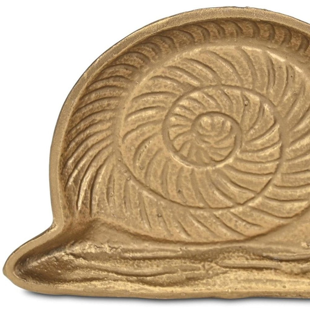 7" Antiqued Gold Cast Iron Snail Trinket Tray — view 8