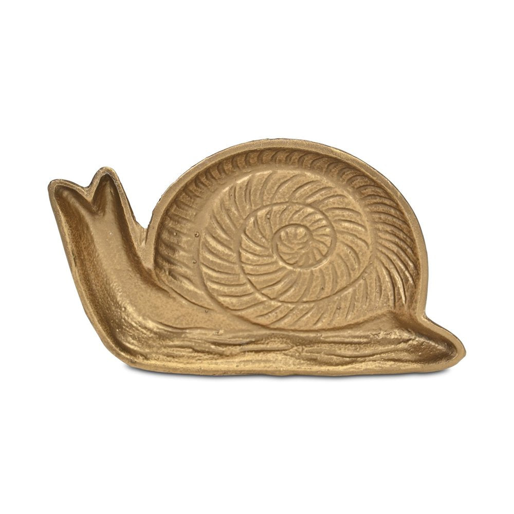 7" Antiqued Gold Cast Iron Snail Trinket Tray — view 8