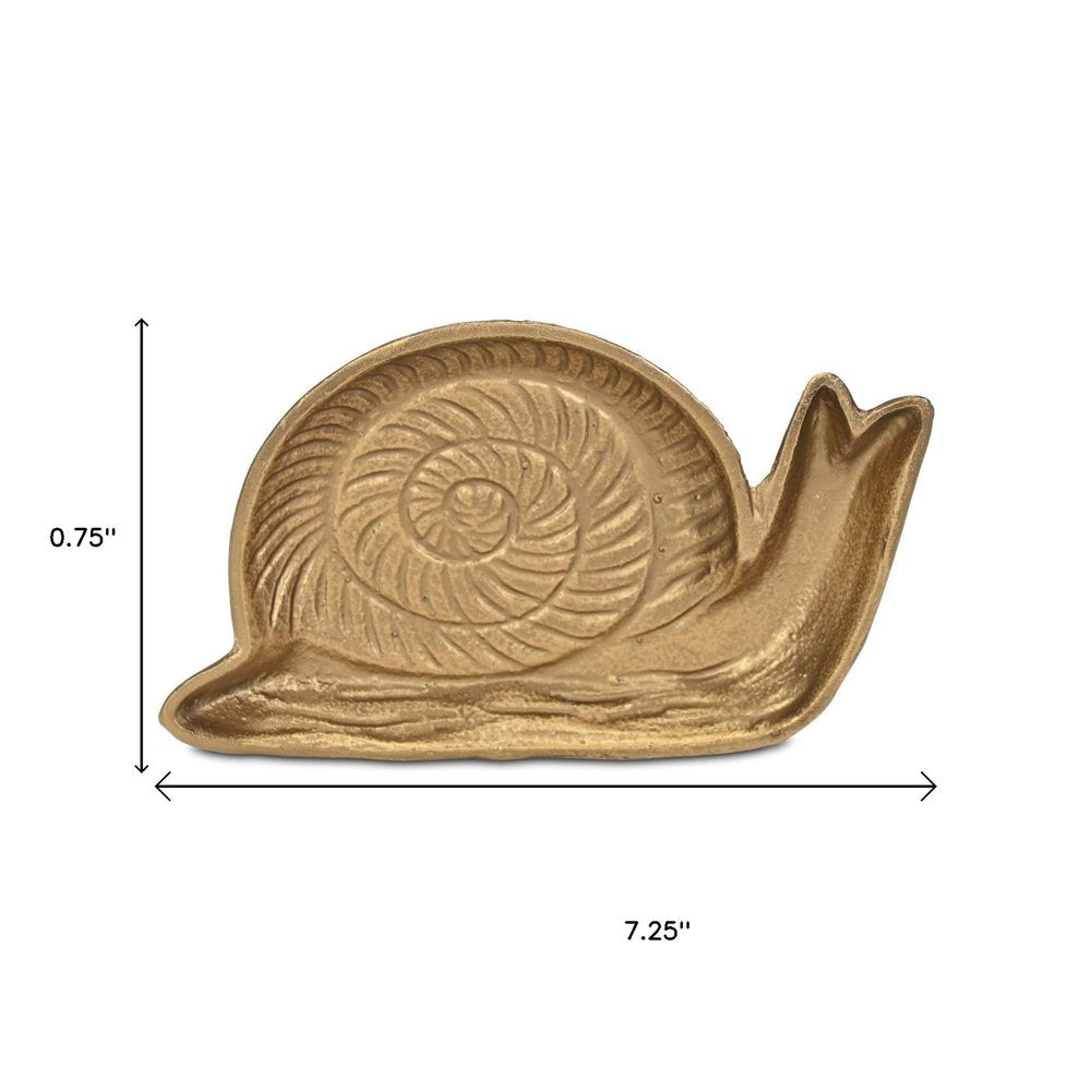 7" Antiqued Gold Cast Iron Snail Trinket Tray — view 10