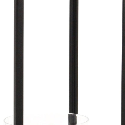 16" Black And Clear Metal And Glass Tabletop Candle Holder HomeRoots