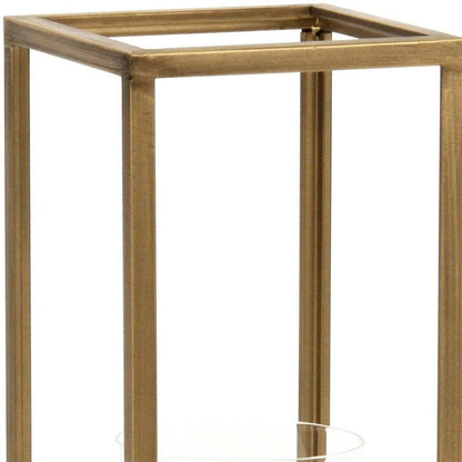 13" Gold And Clear Metal And Glass Tabletop Candle Holder HomeRoots