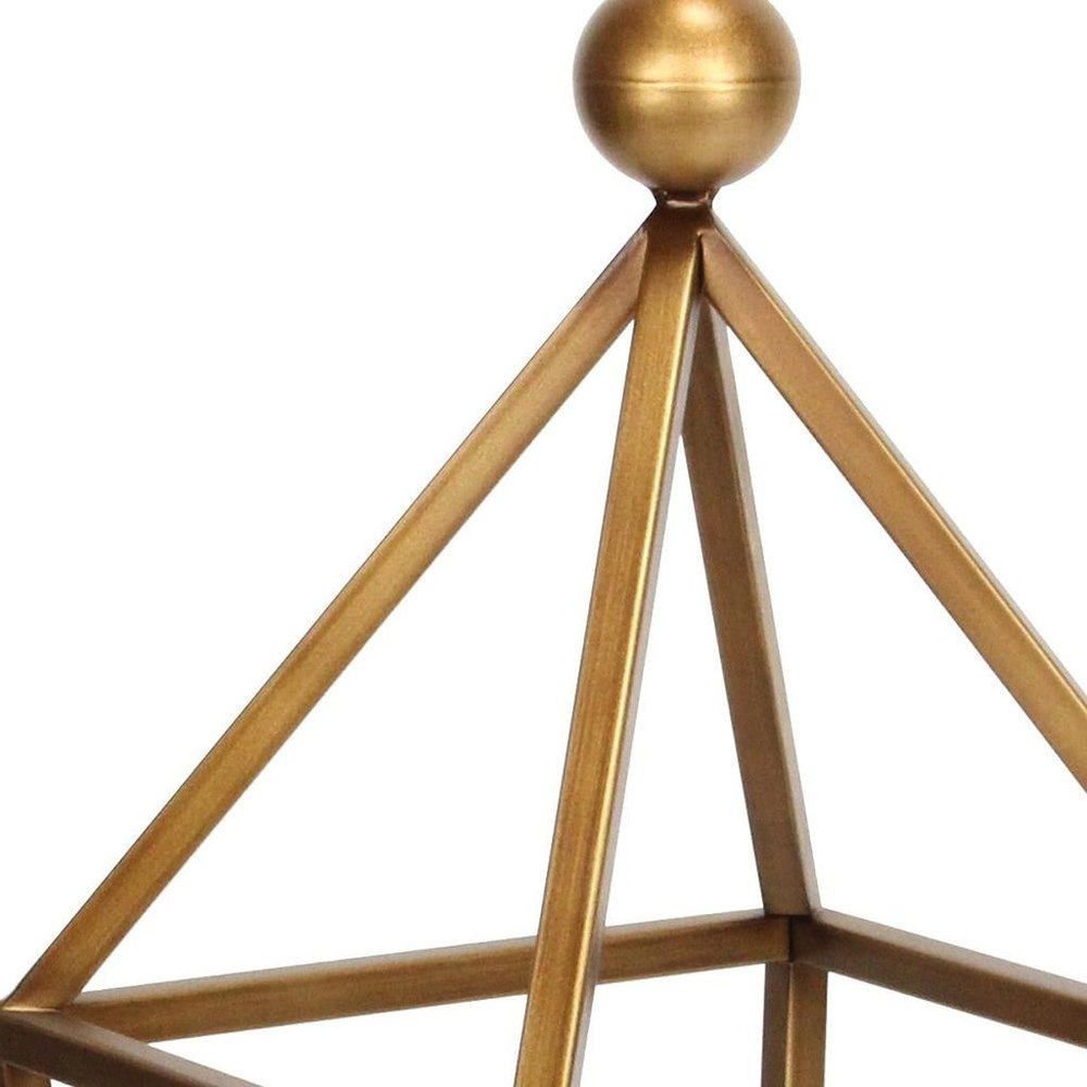 24" Gold Geometric Metal Tabletop Lantern Candle Holder HomeRoots