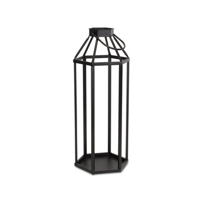 32" Black Geometric Metal Floor Lantern Candle Holder HomeRoots