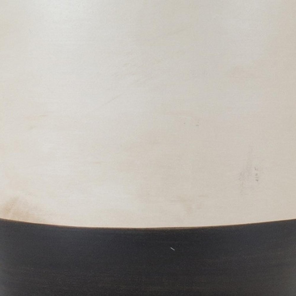 Set of Two Cream And Black Distressed Ceramic Tabletop Pillar Candle Holders HomeRoots
