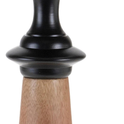 Set of Two Black And Brown Metal And Solid Wood Tabletop Pillar Candle Holders HomeRoots