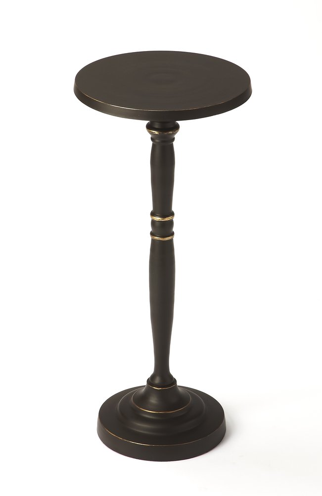 22" Black Aluminum Round Drink Size Pedestal End Table HomeRoots