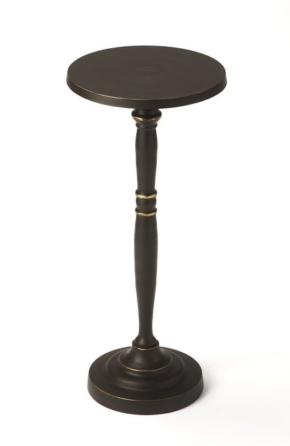 22" Black Aluminum Round Drink Size Pedestal End Table HomeRoots