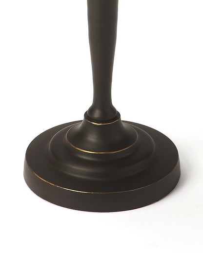 22" Black Aluminum Round Drink Size Pedestal End Table HomeRoots