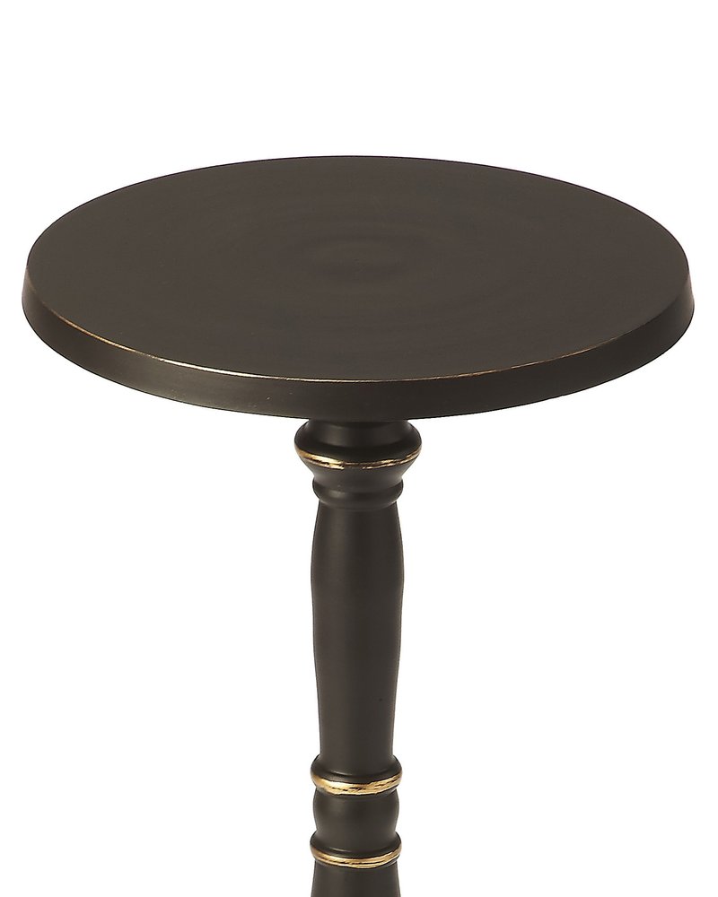 22" Black Aluminum Round Drink Size Pedestal End Table HomeRoots
