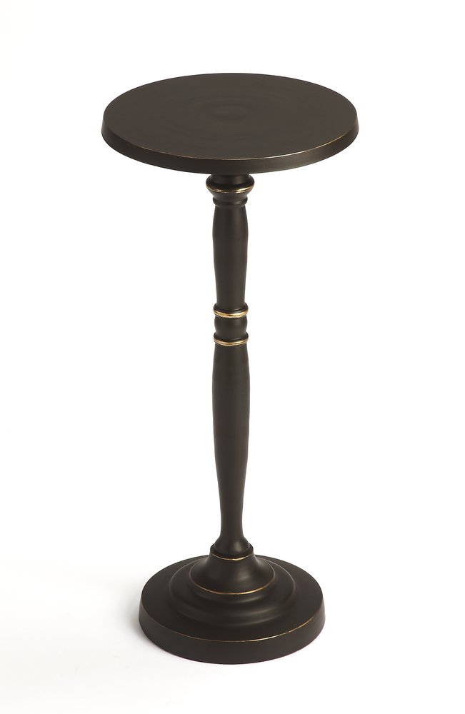 22" Black Aluminum Round Drink Size Pedestal End Table HomeRoots
