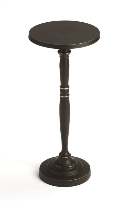 22" Black Aluminum Round Drink Size Pedestal End Table HomeRoots