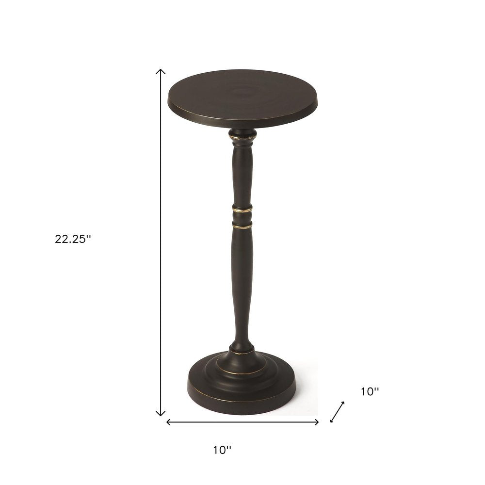 22" Black Aluminum Round Drink Size Pedestal End Table HomeRoots