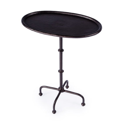 20" Black Aluminum Oval Outdoor Pedestal Side Table HomeRoots
