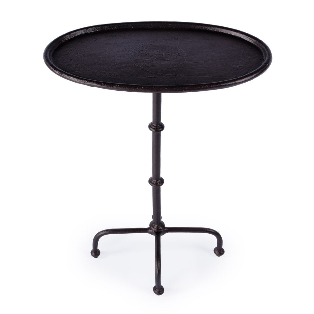 20" Black Aluminum Oval Outdoor Pedestal Side Table HomeRoots