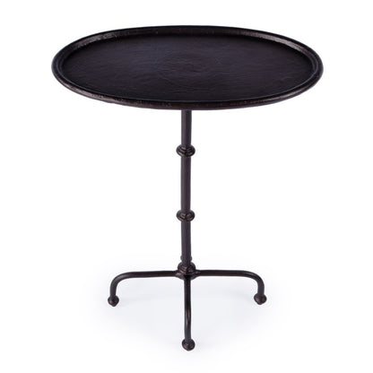 20" Black Aluminum Oval Outdoor Pedestal Side Table HomeRoots