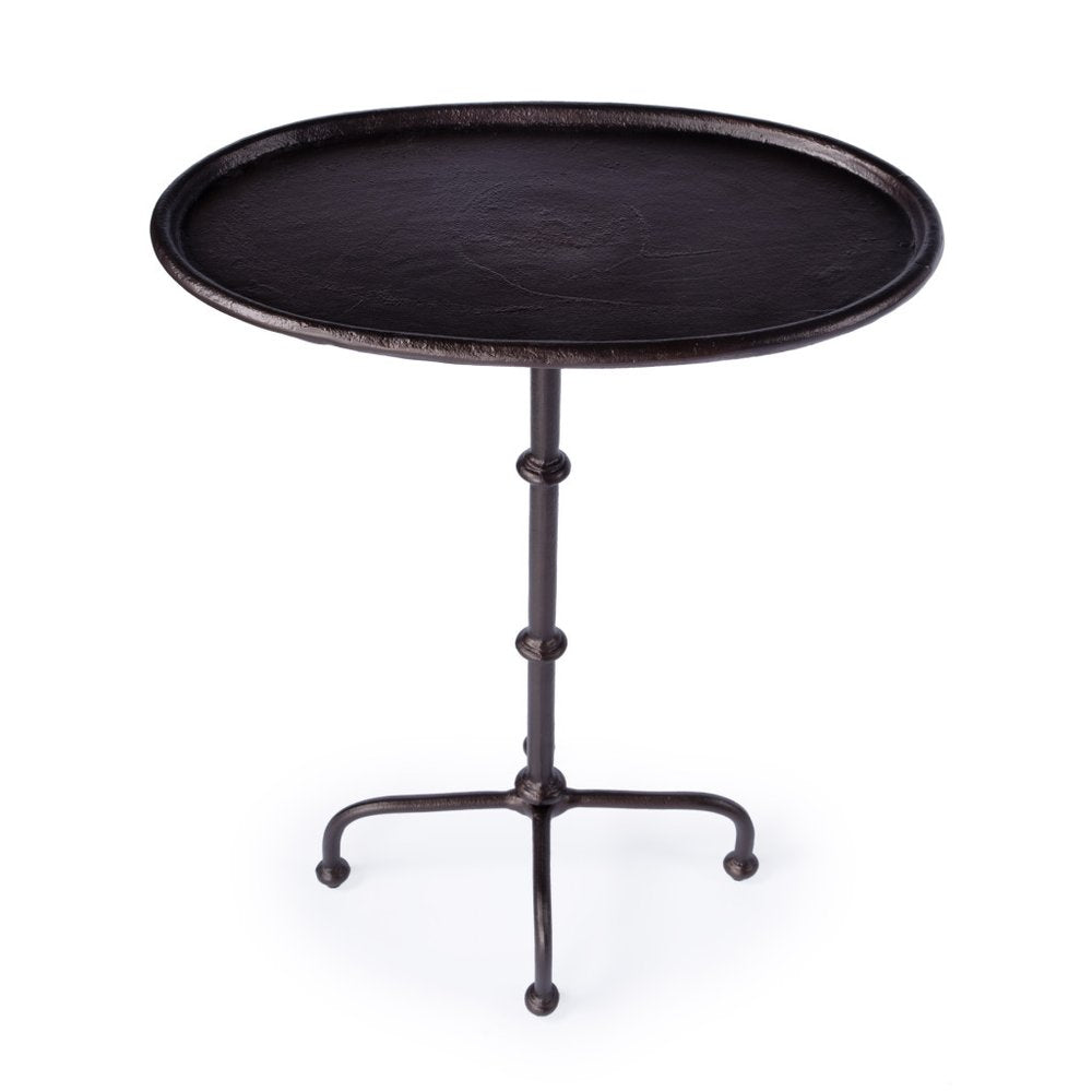 20" Black Aluminum Oval Outdoor Pedestal Side Table HomeRoots