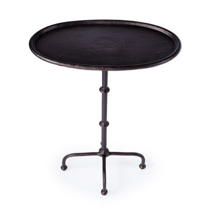 20" Black Aluminum Oval Outdoor Pedestal Side Table HomeRoots