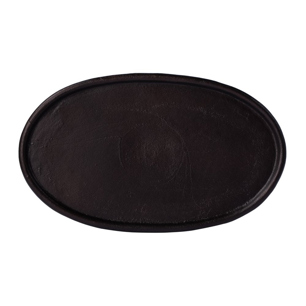 20" Black Aluminum Oval Outdoor Pedestal Side Table HomeRoots
