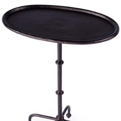 20" Black Aluminum Oval Outdoor Pedestal Side Table HomeRoots