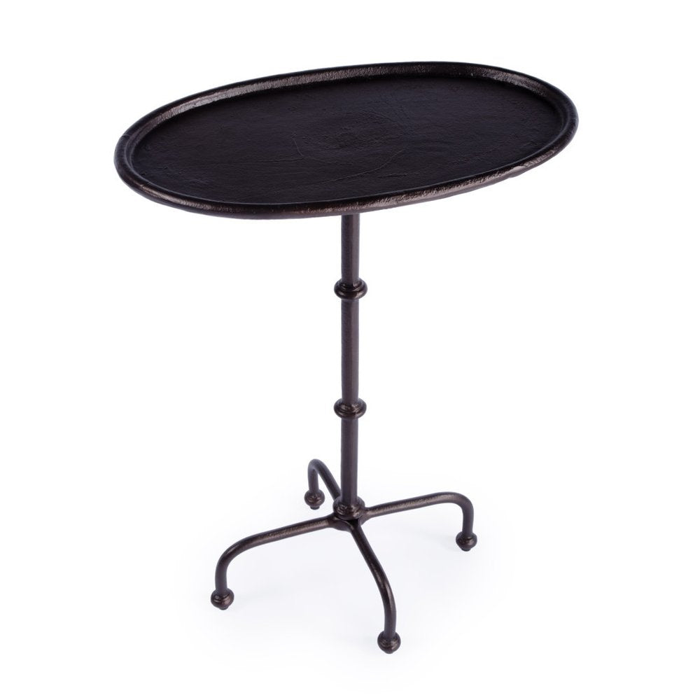 20" Black Aluminum Oval Outdoor Pedestal Side Table HomeRoots