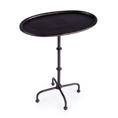 20" Black Aluminum Oval Outdoor Pedestal Side Table HomeRoots
