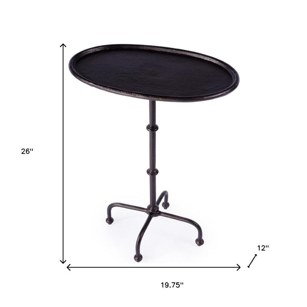 20" Black Aluminum Oval Outdoor Pedestal Side Table HomeRoots
