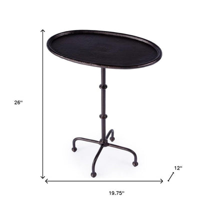 20" Black Aluminum Oval Outdoor Pedestal Side Table HomeRoots
