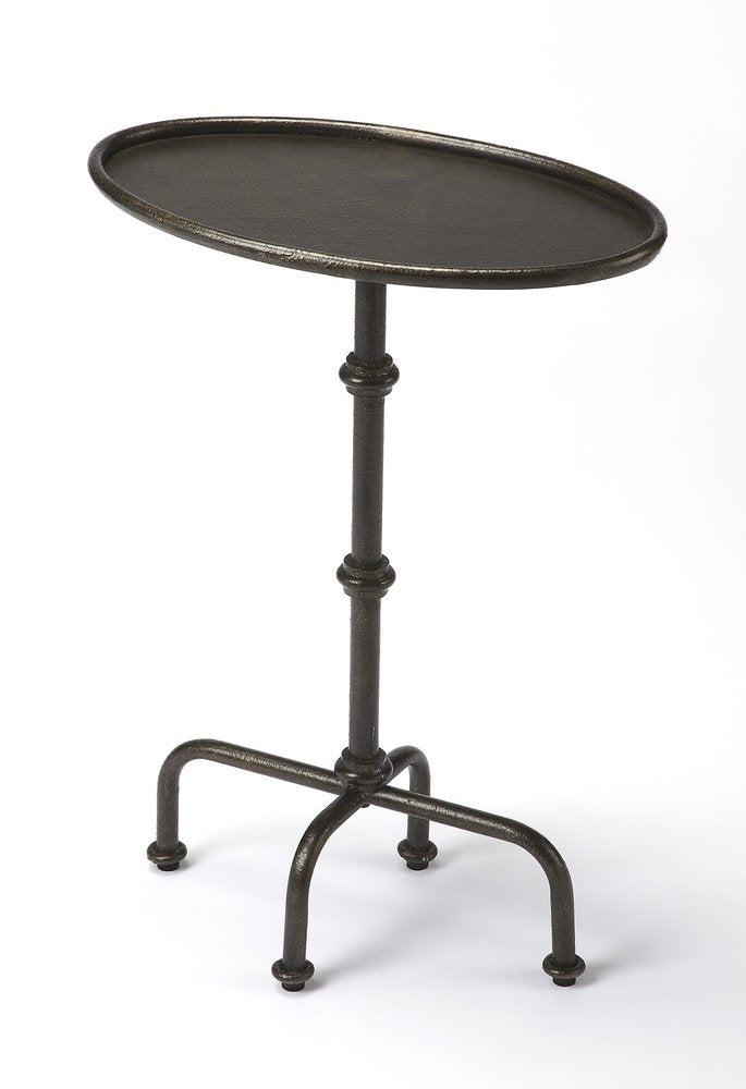 26" Gray Aluminum Oval Pedestal End Table HomeRoots