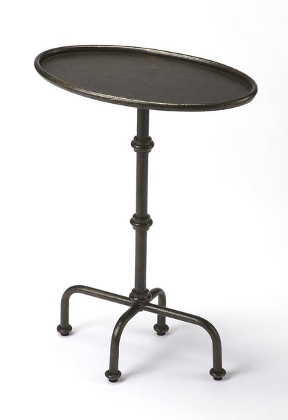 26" Gray Aluminum Oval Pedestal End Table HomeRoots