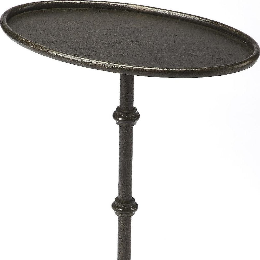 26" Gray Aluminum Oval Pedestal End Table HomeRoots