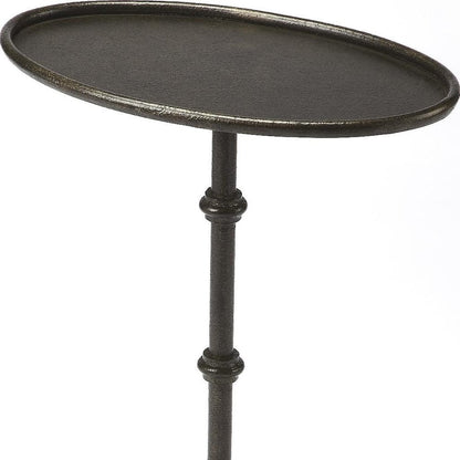 26" Gray Aluminum Oval Pedestal End Table HomeRoots