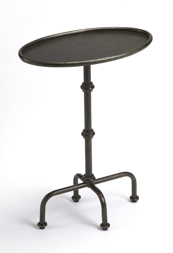 26" Gray Aluminum Oval Pedestal End Table HomeRoots
