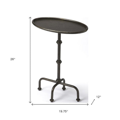 26" Gray Aluminum Oval Pedestal End Table HomeRoots
