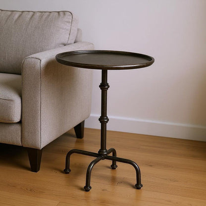 26" Gray Aluminum Oval Pedestal End Table HomeRoots