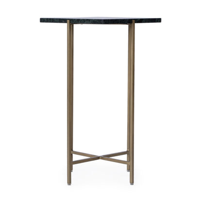 21" Green and Gold Marble and Iron Drink Size Square End Table