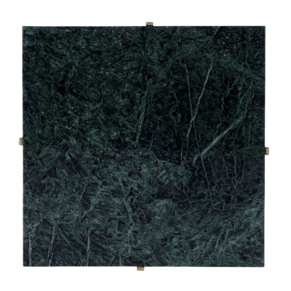 21" Green and Gold Marble and Iron Drink Size Square End Table