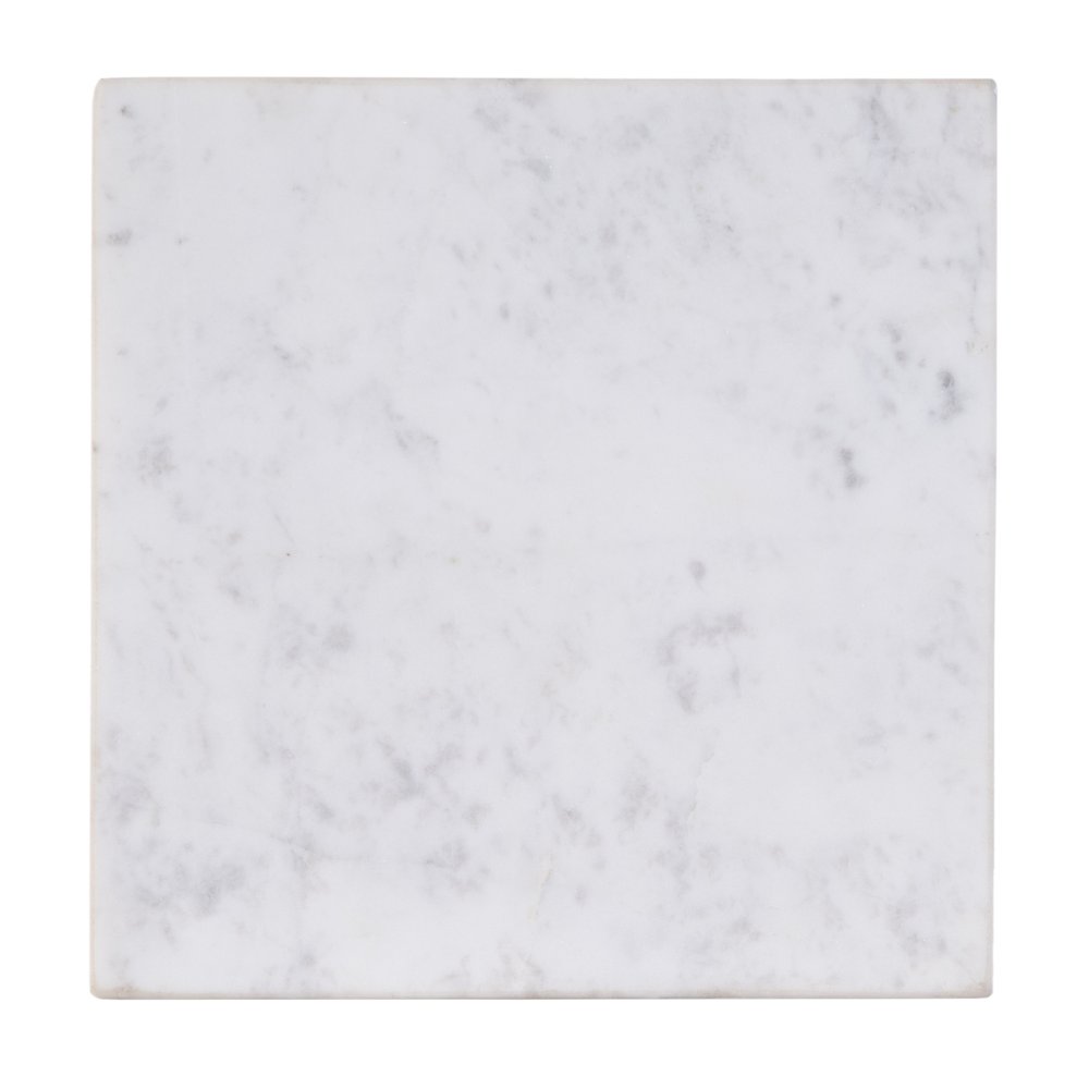 21" White and Gold Distressed Marble and Iron Square End Table HomeRoots