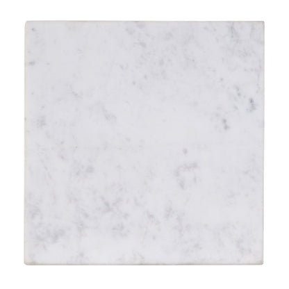21" White and Gold Distressed Marble and Iron Square End Table HomeRoots
