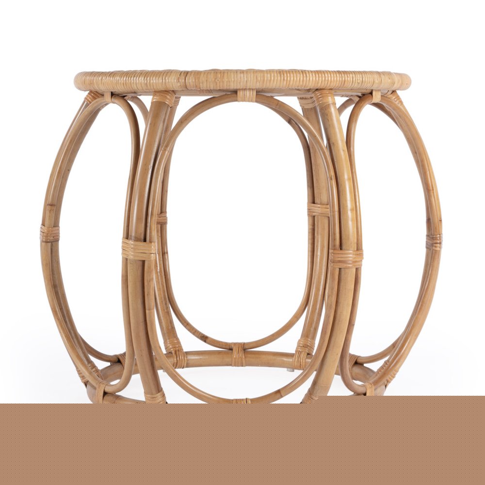 24" Natural Rattan Round Drum End Table HomeRoots