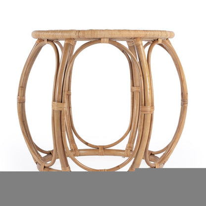 24" Natural Rattan Round Drum End Table HomeRoots