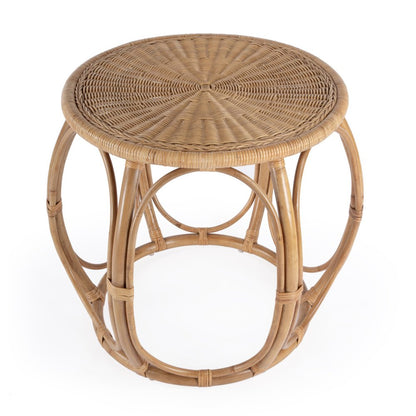 24" Natural Rattan Round Drum End Table HomeRoots